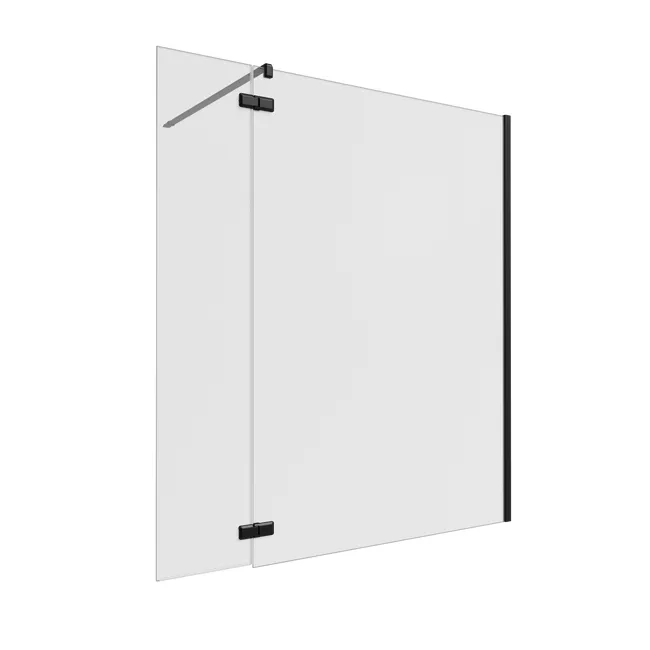Paroi de douche à l'italienne verre transparent, l.140+40 cm, Ep.8 mm noir – Image 2