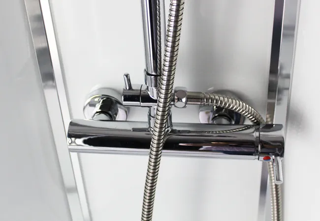 Cabine de douche rectangle, 110x80cm, blanche, verre transparent 5mm – Image 7